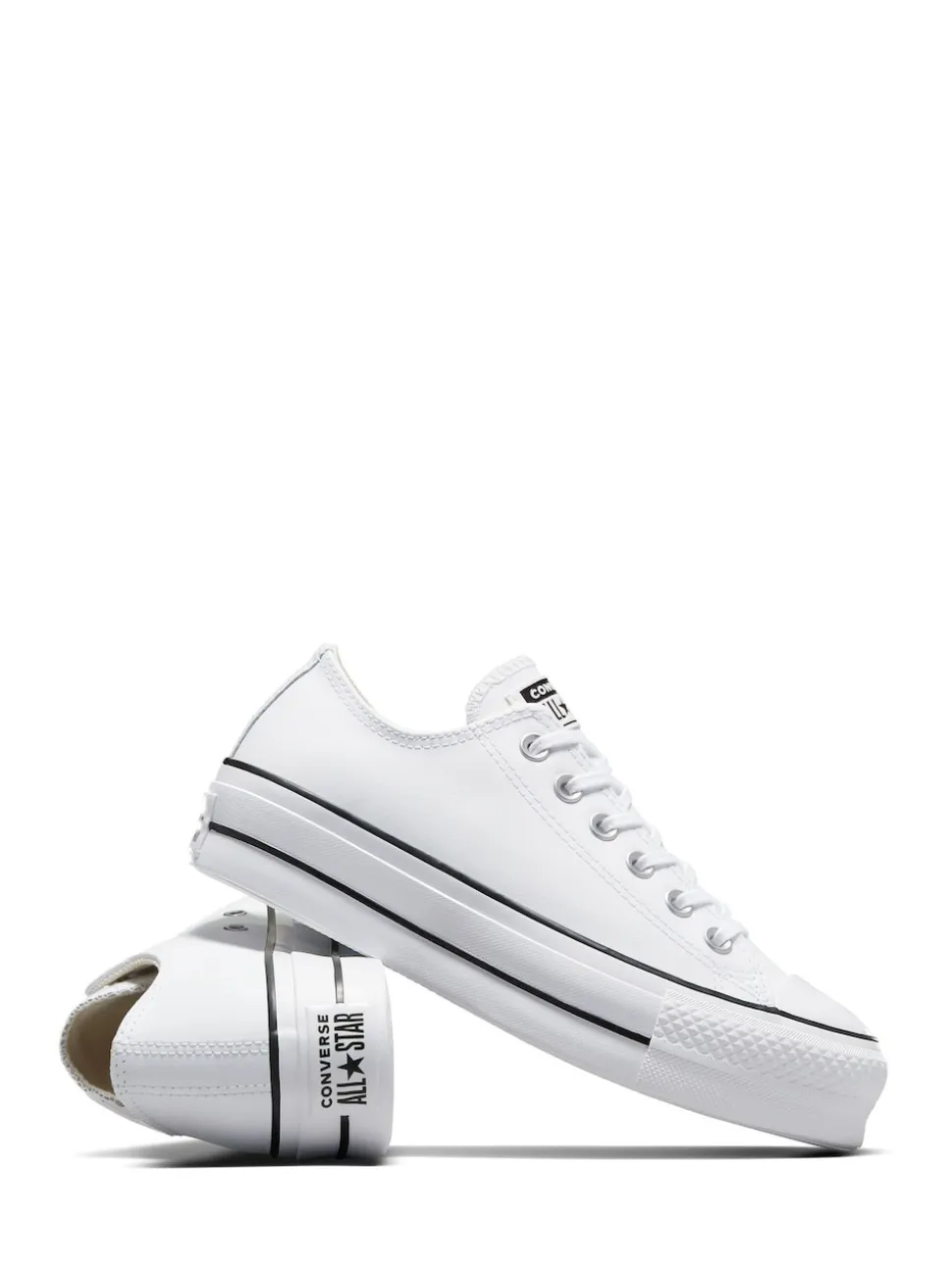 Converse White Platform Lift Chuck Ox Leather Trainers