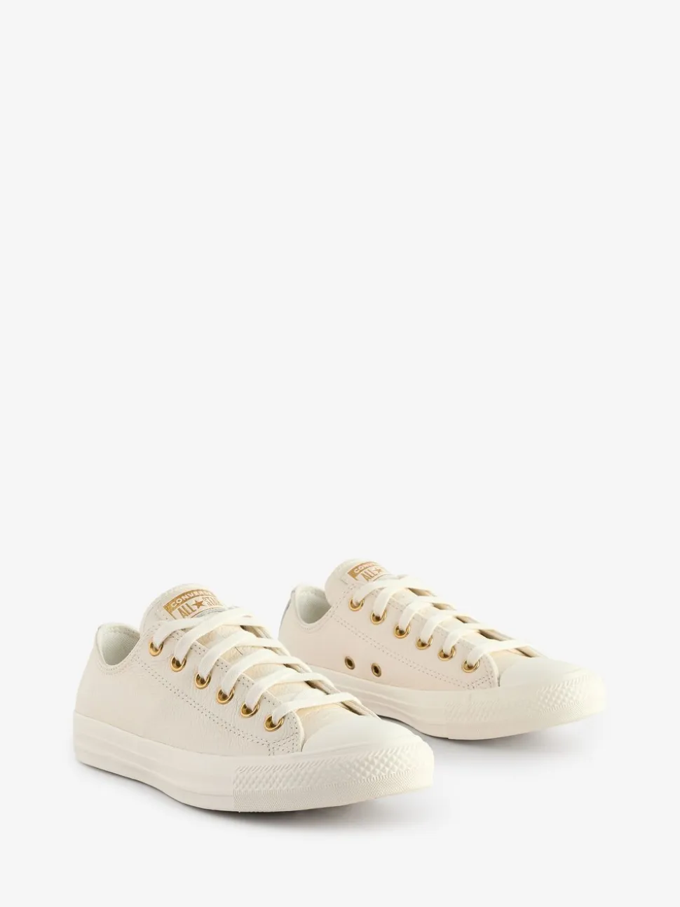 Converse White/Gold Chuck Taylor All Star Mono Leather Low Trainers