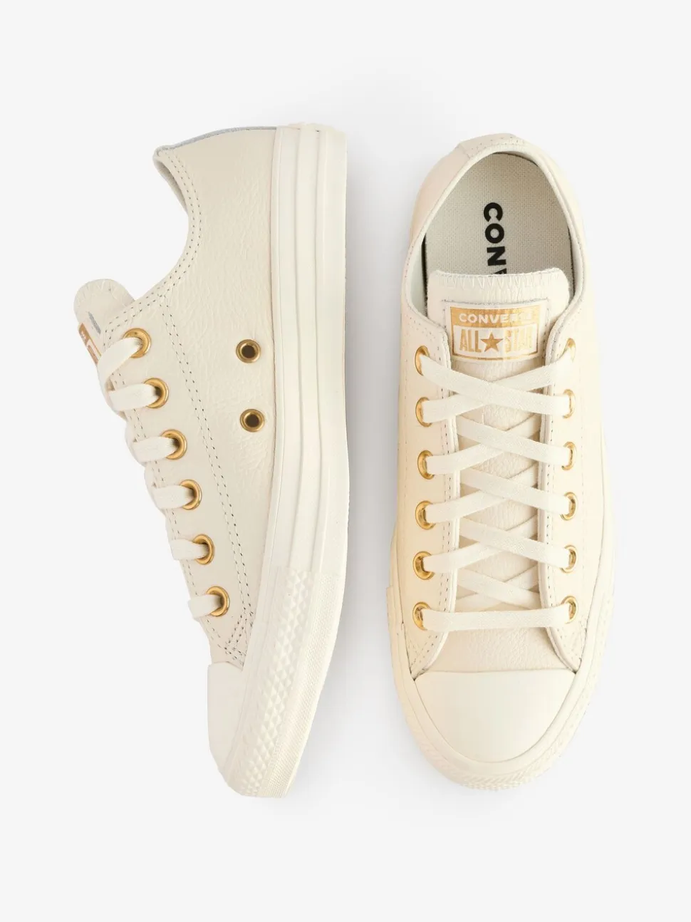 Converse White/Gold Chuck Taylor All Star Mono Leather Low Trainers