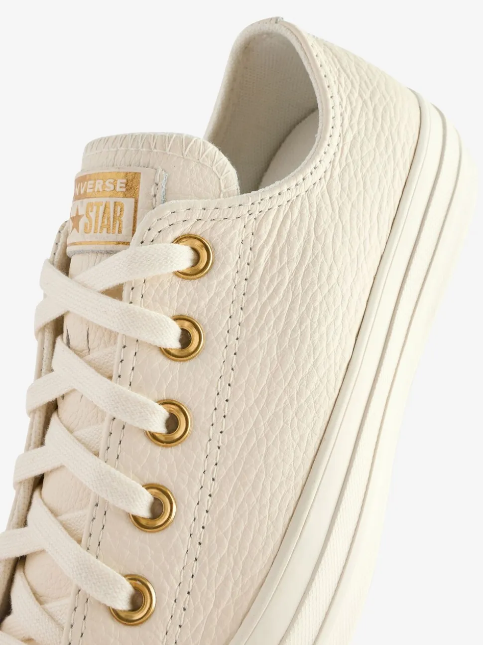 Converse White/Gold Chuck Taylor All Star Mono Leather Low Trainers