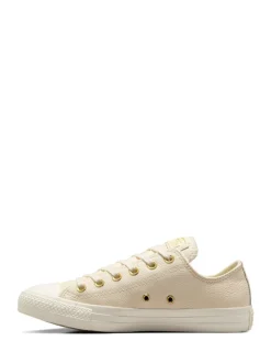 Converse White/Gold Chuck Taylor All Star Mono Leather Low Trainers