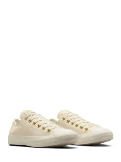 Converse White/Gold Chuck Taylor All Star Mono Leather Low Trainers