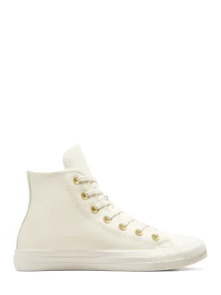 Converse White/Gold Chuck Taylor All-Star Mono Leather High Trainers