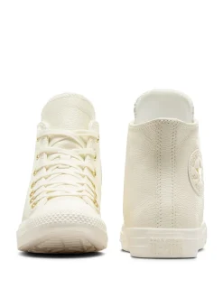 Converse White/Gold Chuck Taylor All-Star Mono Leather High Trainers