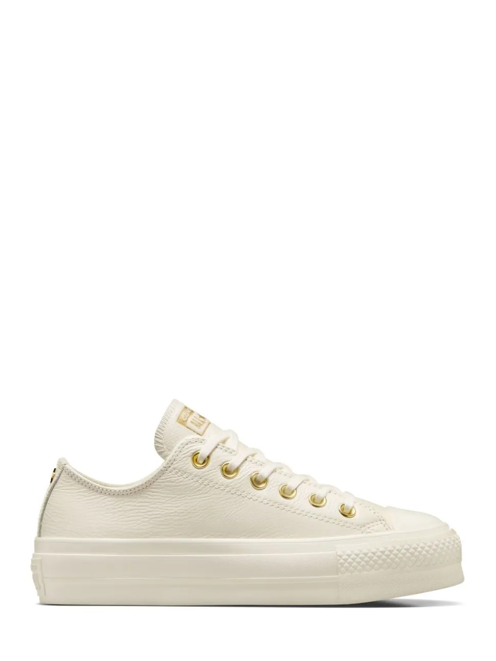 Converse White/Gold Chuck Taylor All Star Lift Mono Leather Low Trainers