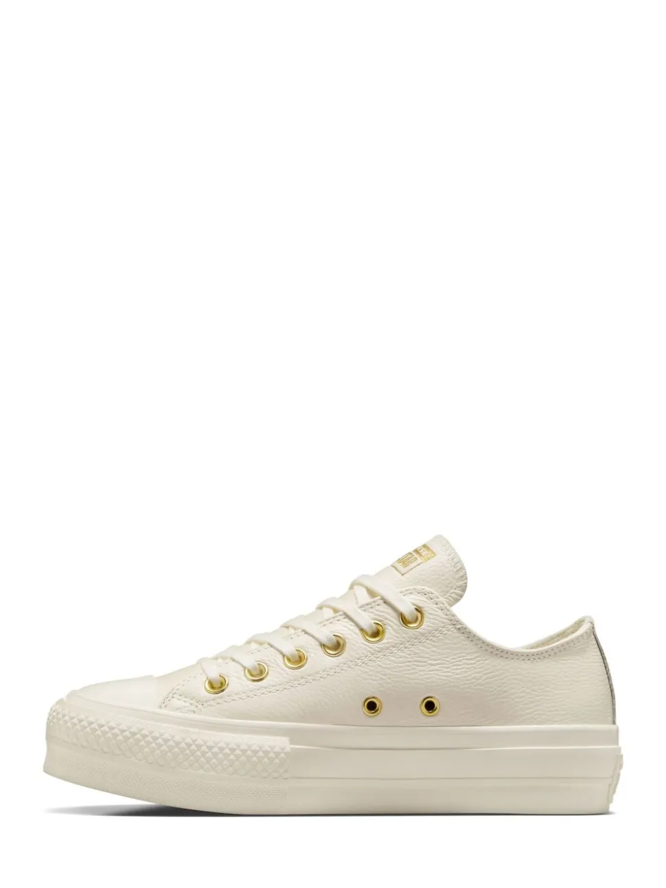 Converse White/Gold Chuck Taylor All Star Lift Mono Leather Low Trainers
