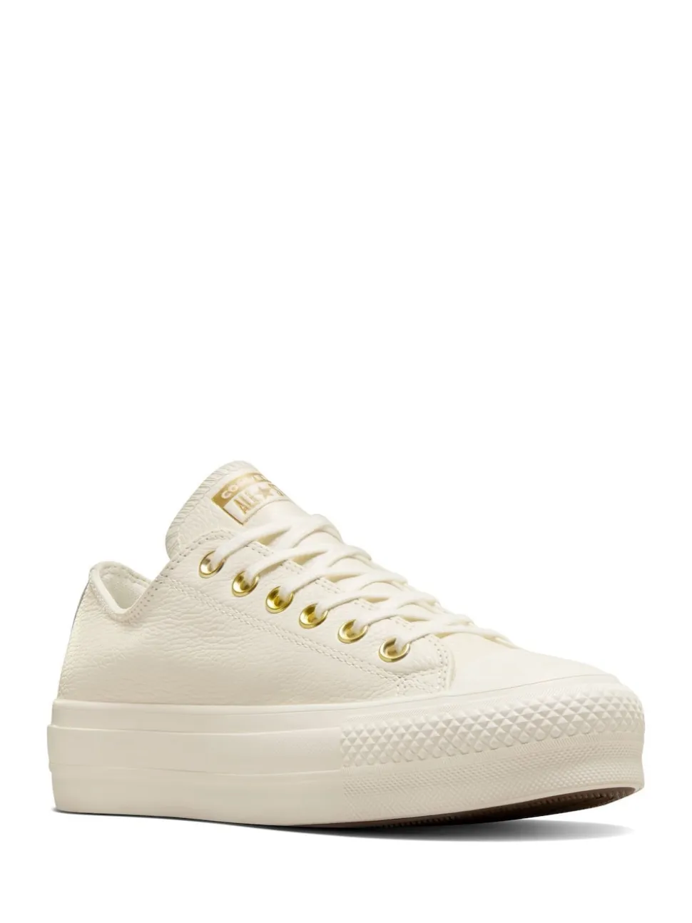 Converse White/Gold Chuck Taylor All Star Lift Mono Leather Low Trainers