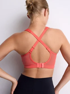 Coral Pink DD+ Non Pad Full Cup Dry Tech High Impact Sports Bra
