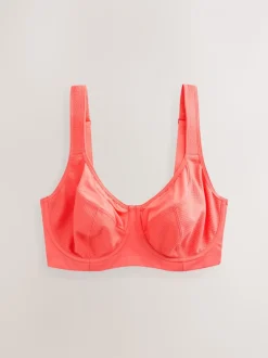 Coral Pink DD+ Non Pad Full Cup Dry Tech High Impact Sports Bra