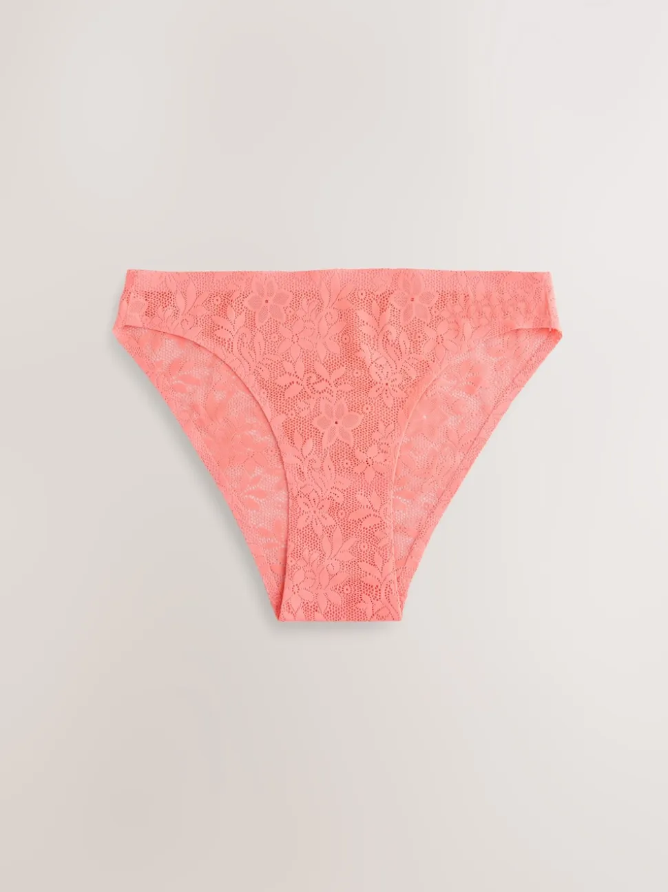 Coral Pink High Leg All-Over Lace No VPL Knickers 3 Pack