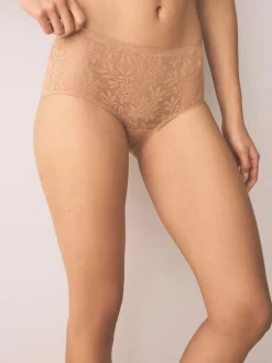 Coral Pink Midi All-Over Lace No VPL Knickers 3 Pack
