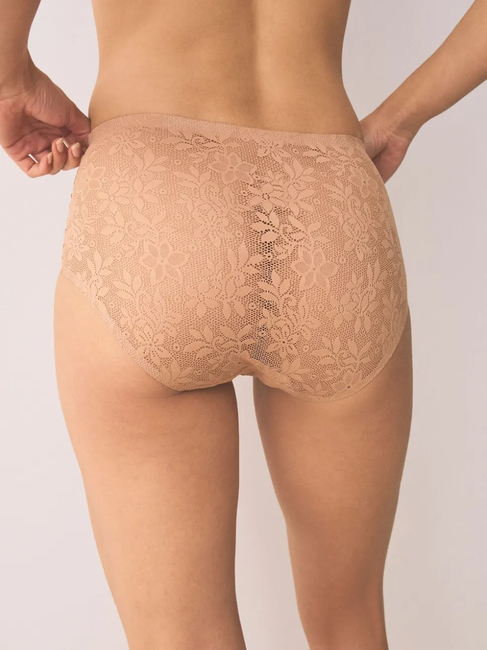 Coral Pink Midi All-Over Lace No VPL Knickers 3 Pack