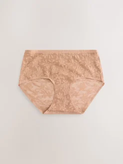 Coral Pink Midi All-Over Lace No VPL Knickers 3 Pack