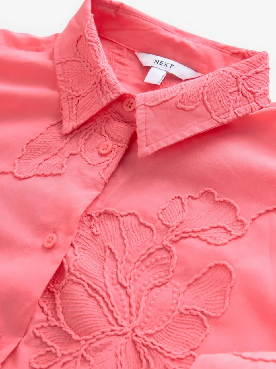 Coral Pink Textured Cornelli Cover-Up Shirt