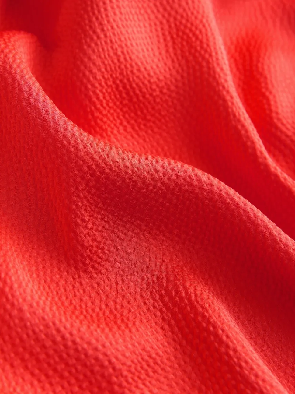 Coral Pink Textured Satin Scarf Neck Midi Dress
