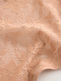 Coral Pink Thong All-Over Lace No VPL Knickers 3 Pack