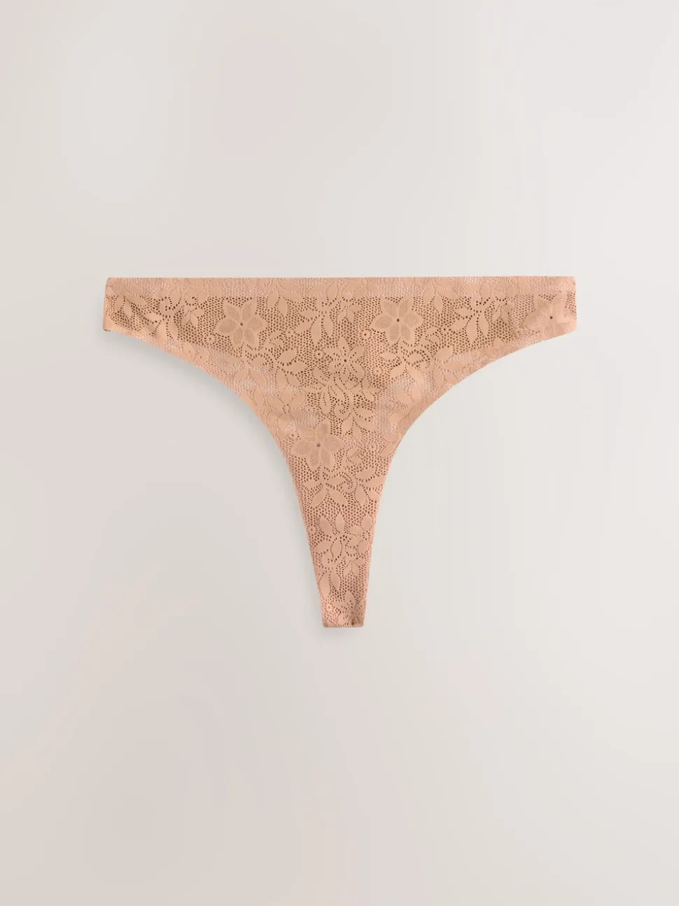 Coral Pink Thong All-Over Lace No VPL Knickers 3 Pack