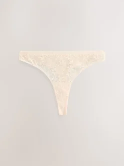 Coral Pink Thong All-Over Lace No VPL Knickers 3 Pack