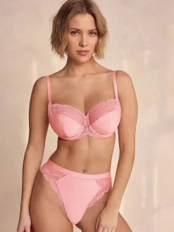 Coral/Ecru 2 Pack DD+ Non Pad Wired Full Cup Microfibre Lace Bra