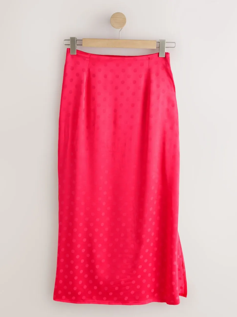Coral/Pink Jacquard Polka Dot Satin Skirt