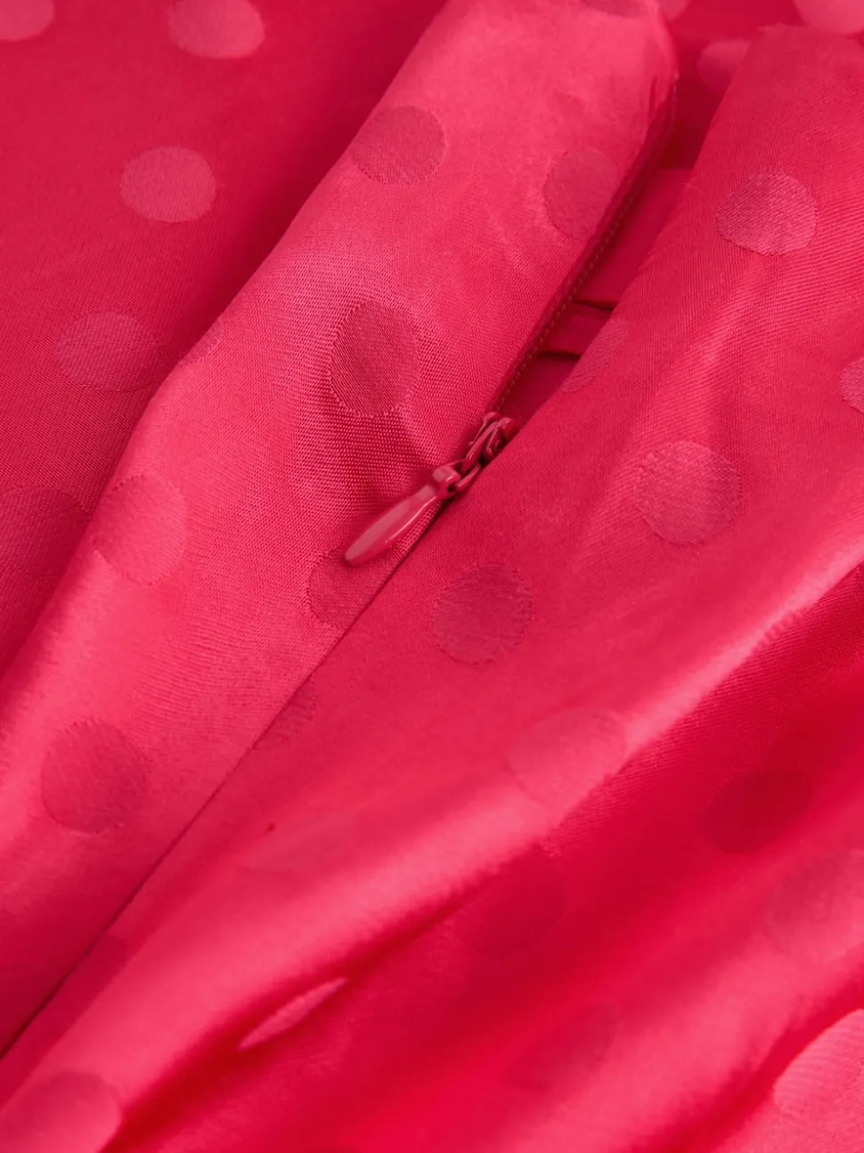 Coral/Pink Jacquard Polka Dot Satin Skirt