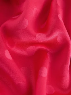 Coral/Pink Jacquard Polka Dot Satin Skirt