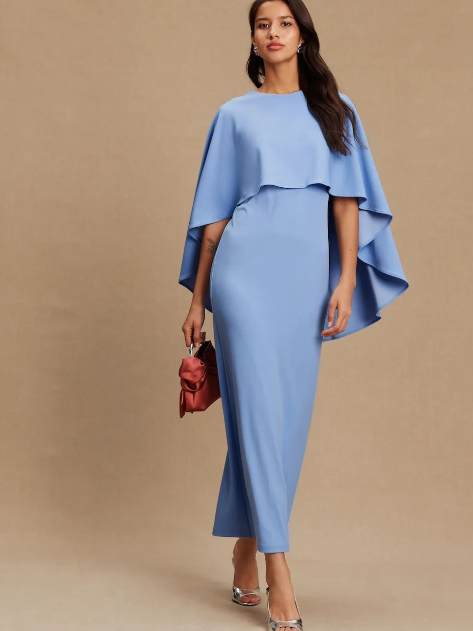 Cornflower Blue Cape Maxi Dress