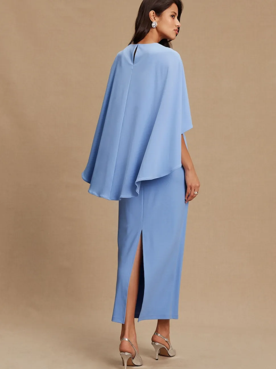 Cornflower Blue Cape Maxi Dress