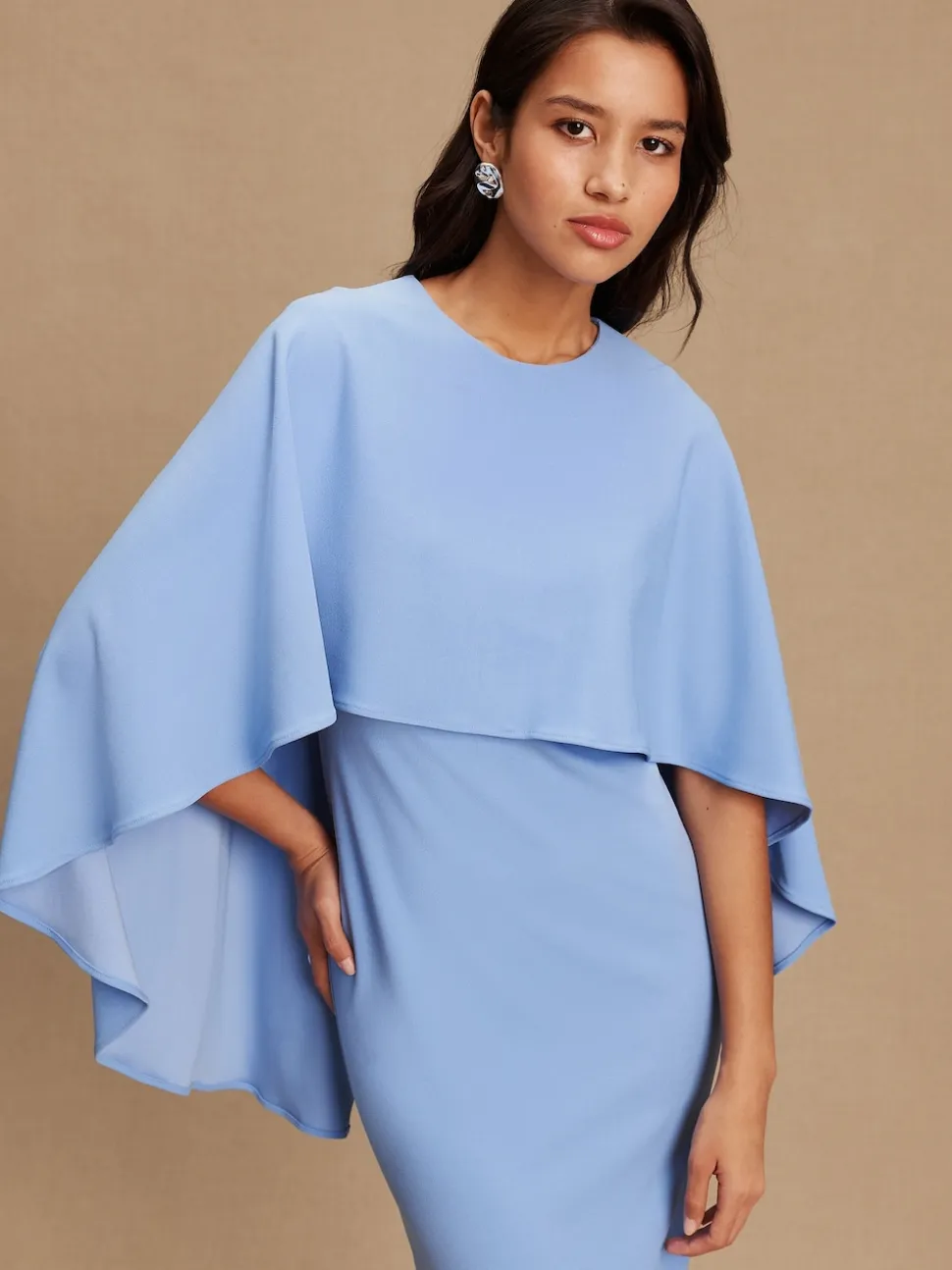 Cornflower Blue Cape Maxi Dress
