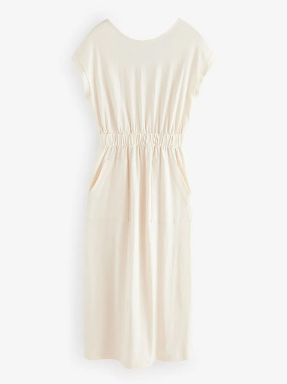 Cream 100% Cotton Summer Midi T-Shirt Dress