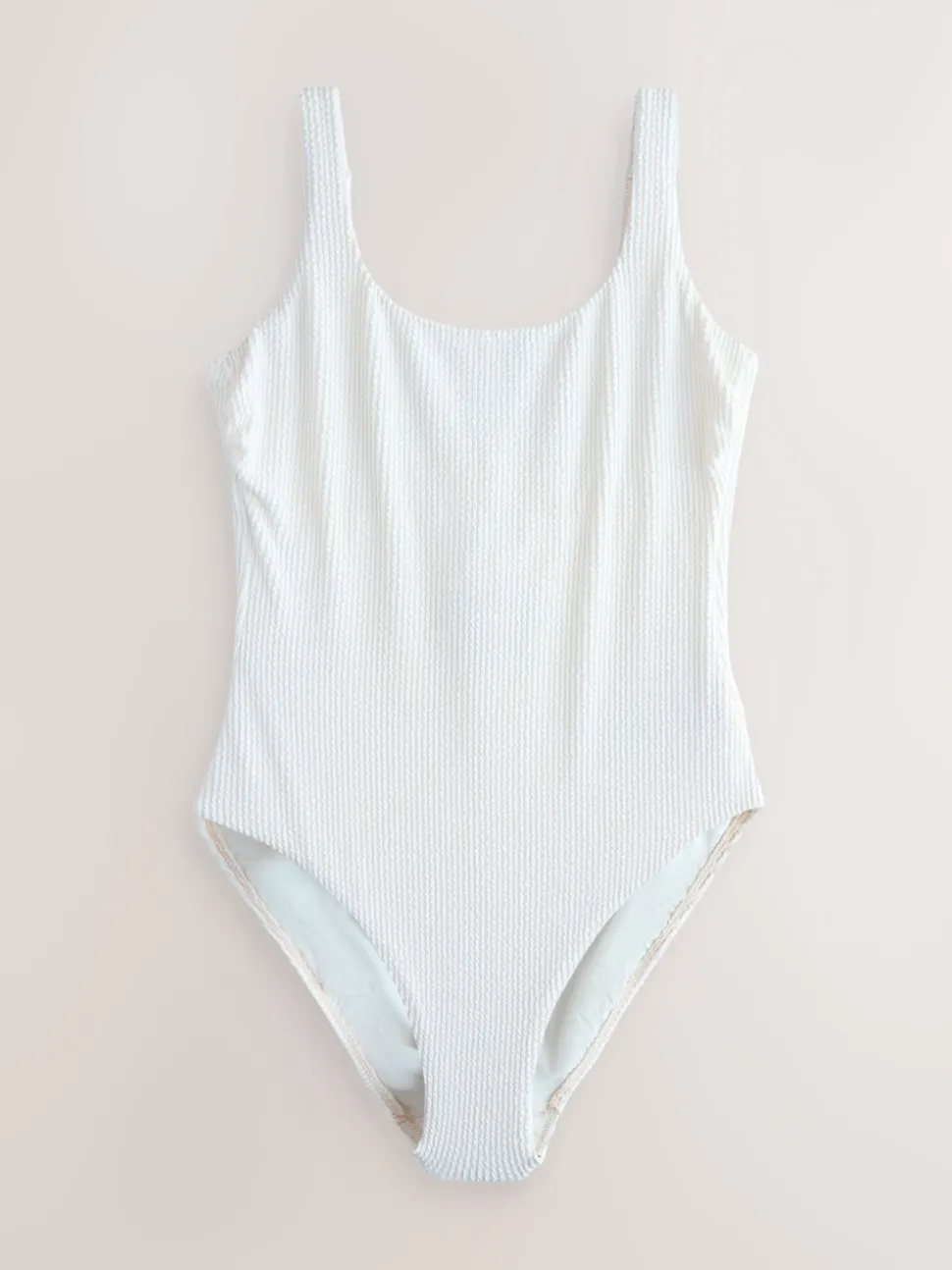 Cream Crinkle Bow Back Tummy Control Scoop Swimsuit