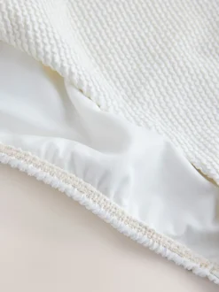 Cream Crinkle Bow Back Tummy Control Scoop Swimsuit