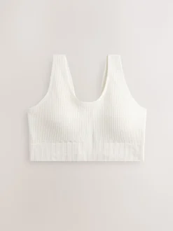 Cream DD+ Supportive Seamless Ribbed NonWired Ultimate Comfort Bra