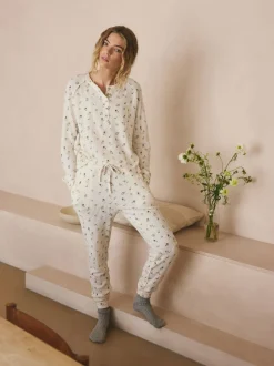 Cream Floral Cosy Waffle Long Sleeve Pyjamas