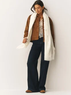 Cream Foil Print Lightweight Scarf