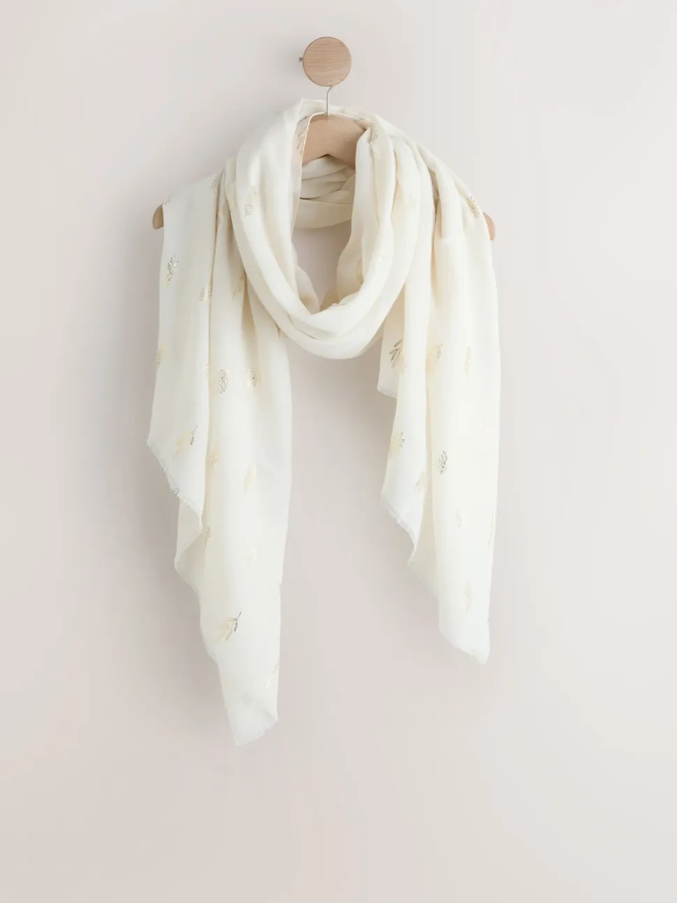 Cream Foil Print Lightweight Scarf