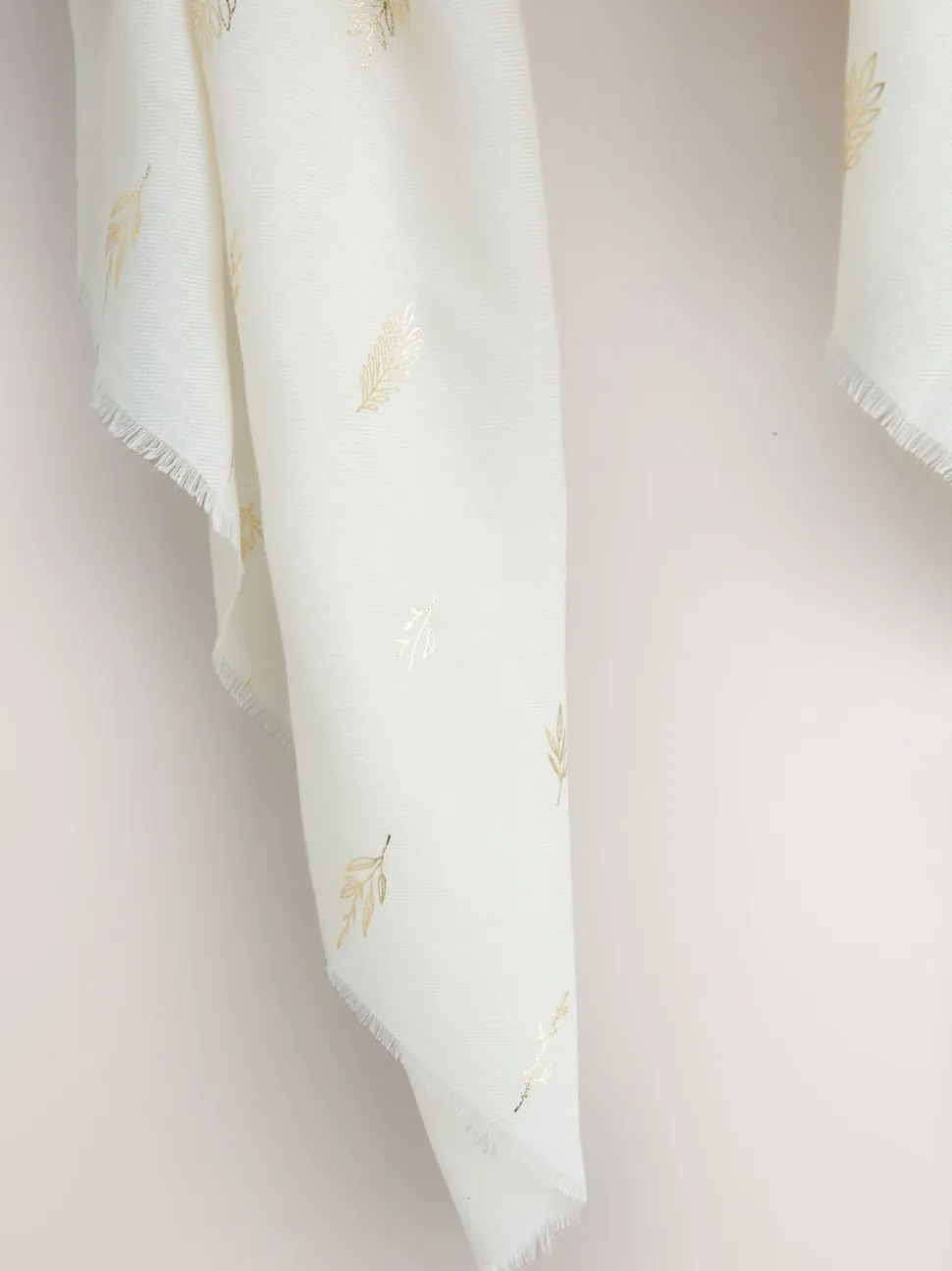 Cream Foil Print Lightweight Scarf
