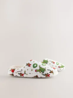 Cream Grinch Matching Family Christmas Mule Slippers