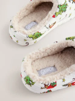 Cream Grinch Matching Family Christmas Mule Slippers