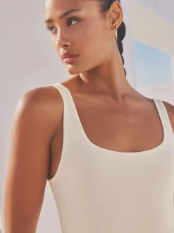 Cream Jersey Waisted Summer Dress