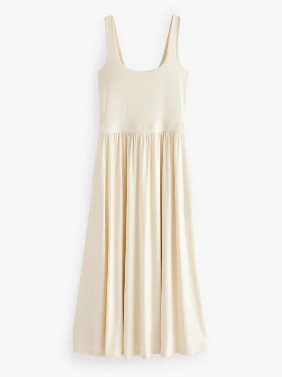 Cream Jersey Waisted Summer Dress