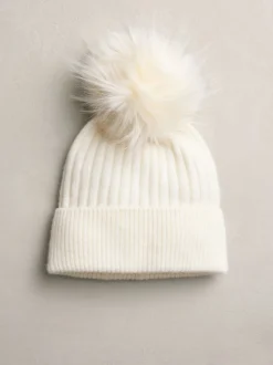 Cream N. Premium 100% Cashmere Knitted Pom Hat