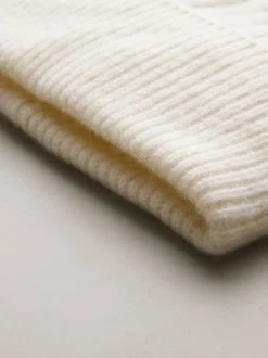 Cream N. Premium 100% Cashmere Knitted Pom Hat