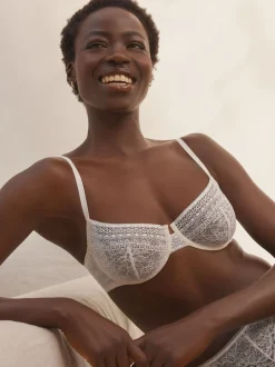 Cream Non Pad Balcony Premium Lace Bra