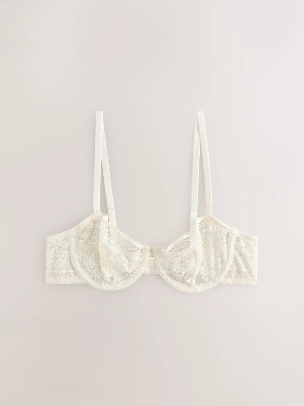 Cream Non Pad Balcony Premium Lace Bra