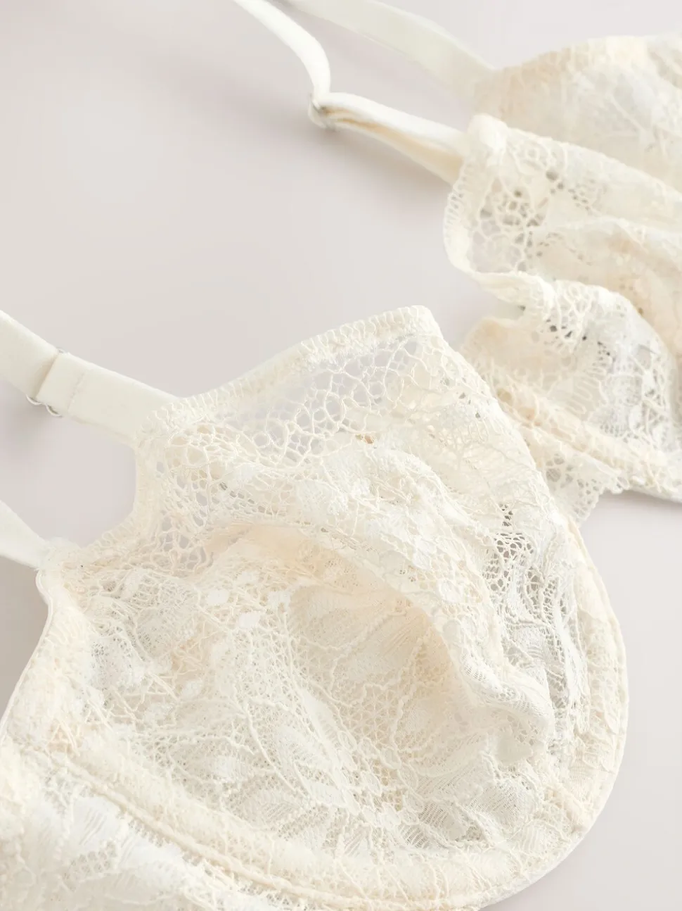 Cream Non Pad Balcony Premium Lace Bra