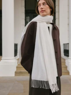 Cream Premium Made in Italy Twill Midweight Shawl Scarf