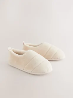 Cream Quilted Short Boot Slippers