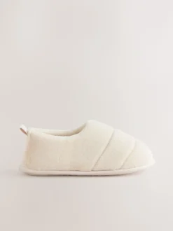 Cream Quilted Short Boot Slippers