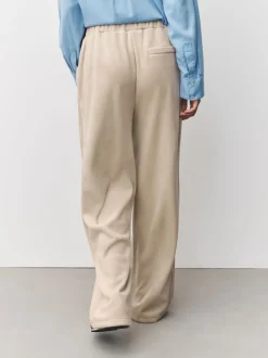 Cream Soft Feel Cord Wide Leg Trousers